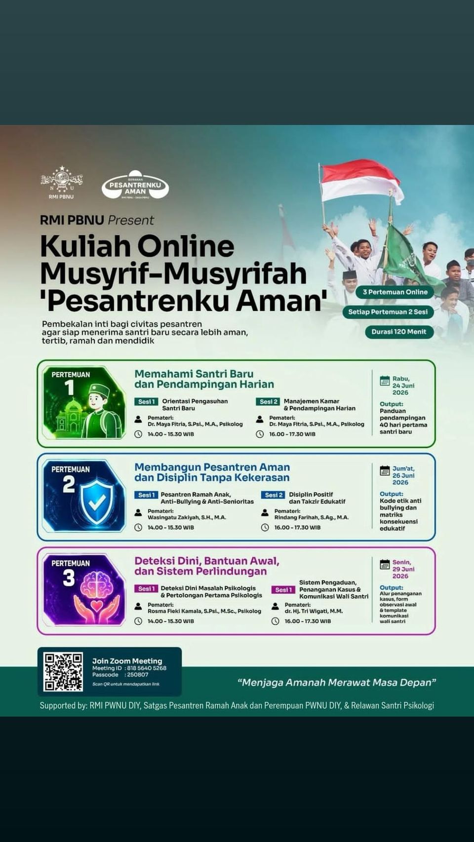 Kuliah Online Musyrif-Musyrifah 'Pesantrenku Aman'