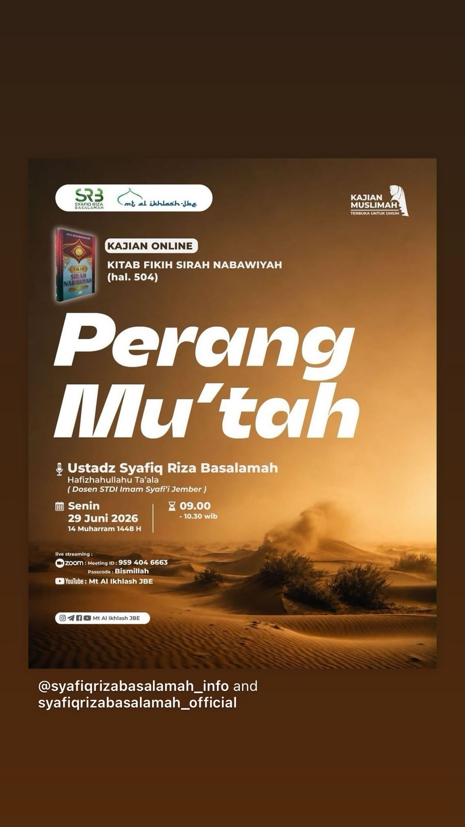 Kajian Online Kitab Fikih Sirah Nabawiyah: Perang Mu'tah