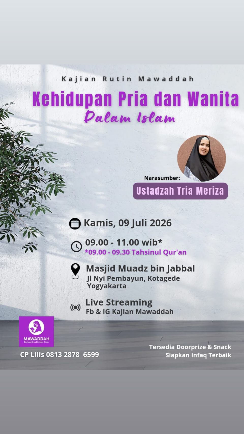 Kajian Rutin Mawaddah: Kehidupan Pria dan Wanita Dalam Islam