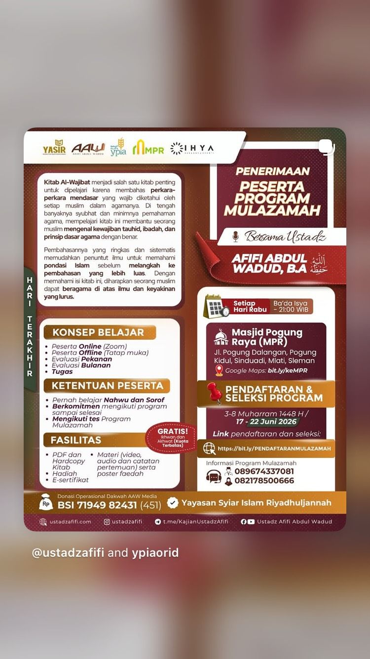 Program Mulazamah Kitab Al-Wajibat