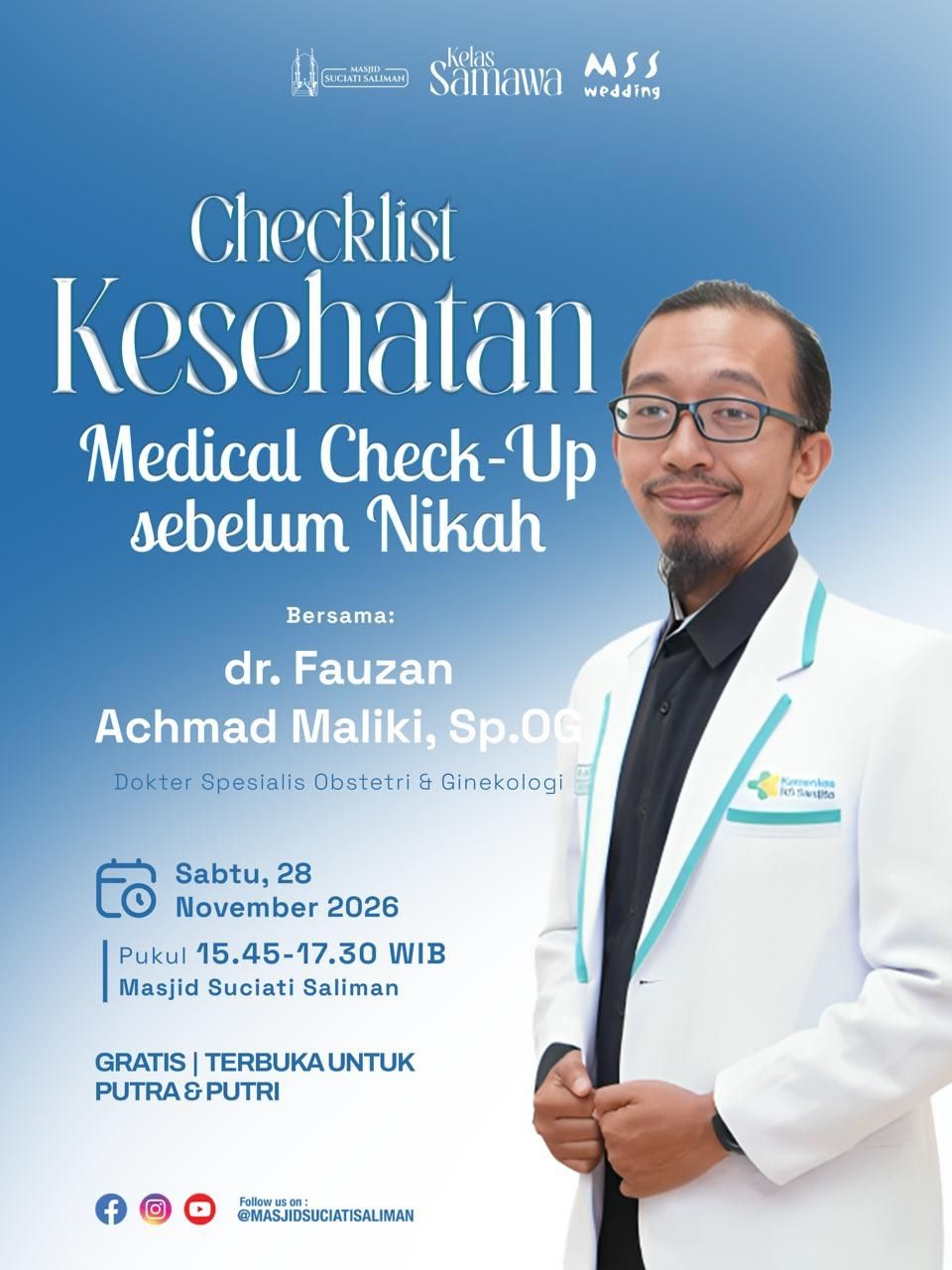 Kelas Samawa: Checklist Kesehatan Medical Check-Up sebelum Nikah