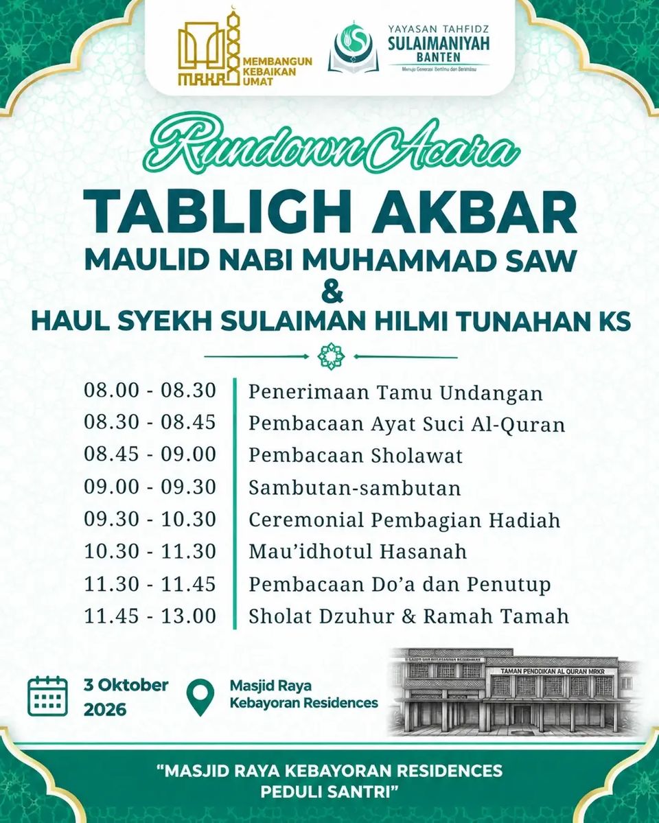 Tabligh Akbar Maulid Nabi Muhammad SAW & Haul Syekh Sulaiman Hilmi Tunahan KS