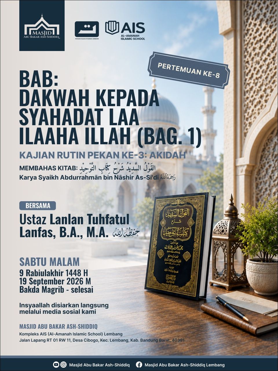 Kajian Rutin Pekan Ke-3: Akidah (Membahas Kitab Tuhfatul Aqidah)